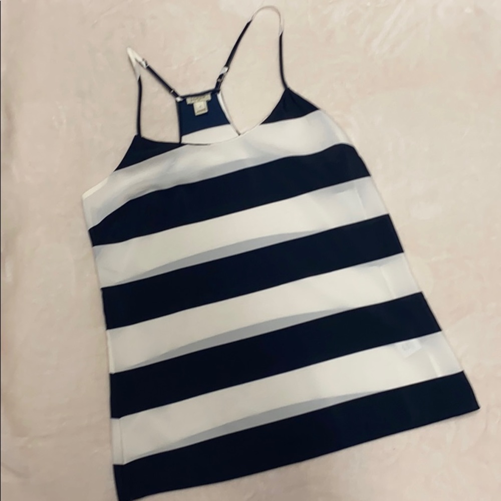 J Crew Navy and White strip blouse